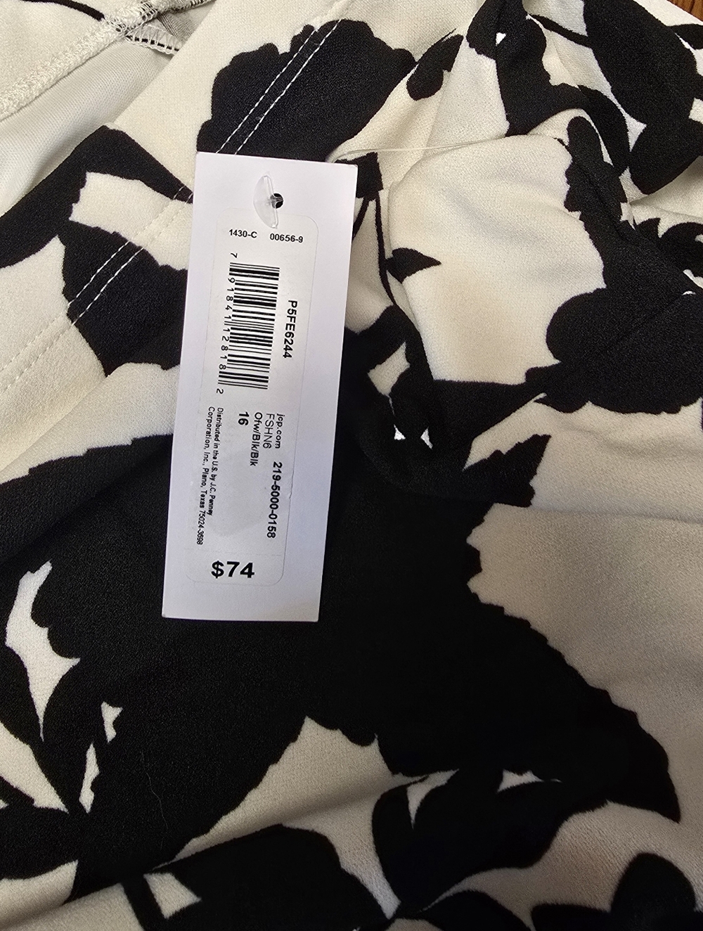 Premier Amore Black & White Floral Off-Shoulder Sheath Dress 16. NWT - Picture 3 of 5